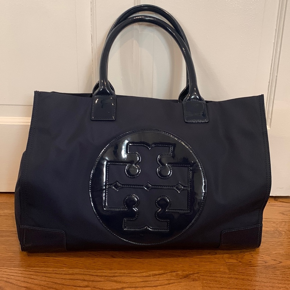 Tory Burch Navy Ella Tote (Large)